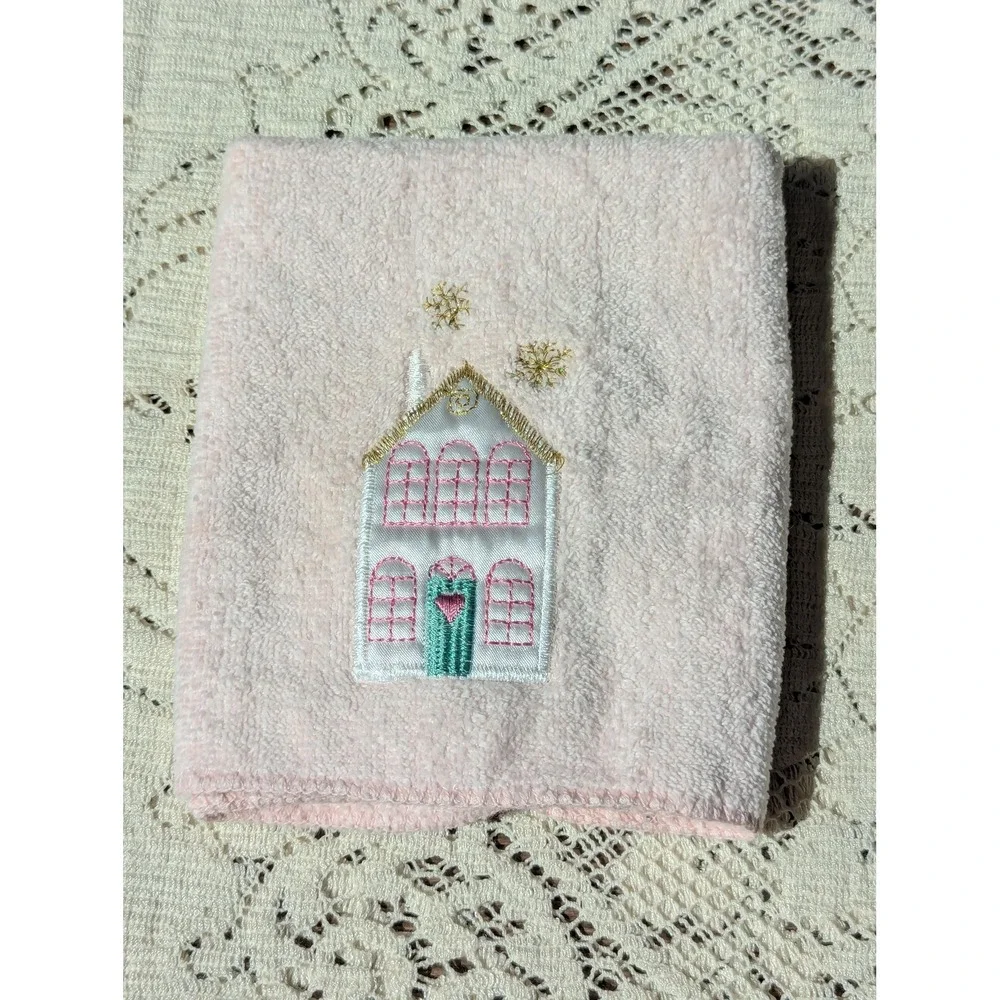 Vintage 1980's Pink Christmas Towel Set by R.A. Briggs